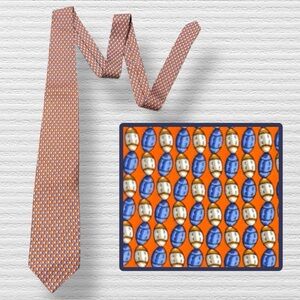 Jos. A. Bank Tie Blue and Orange Football Geometric